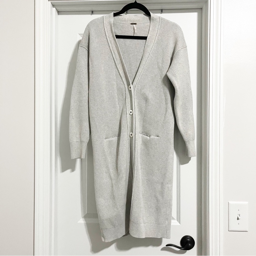 Free People Gray Long Knit Duster Cardigan Xs